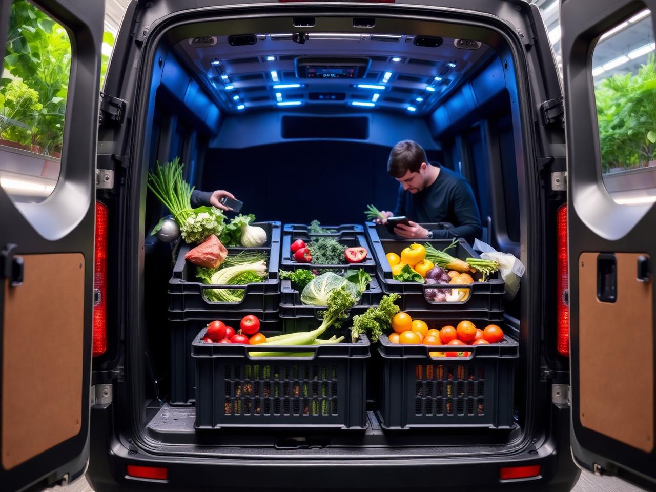 High-tech automated greenhouse farm with direct produce dispatch